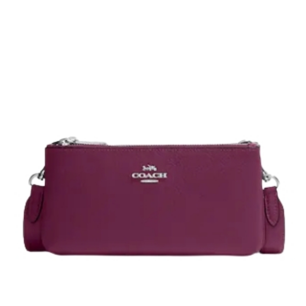 Coach Cross Body Double Zip, Deep Berry NWT